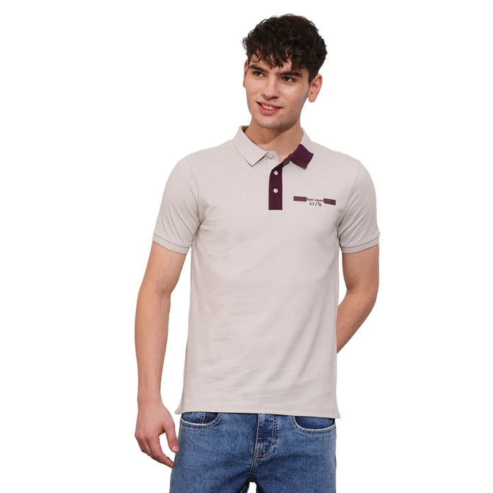 Grey Regular Fit Men's Polo T-Shirt
