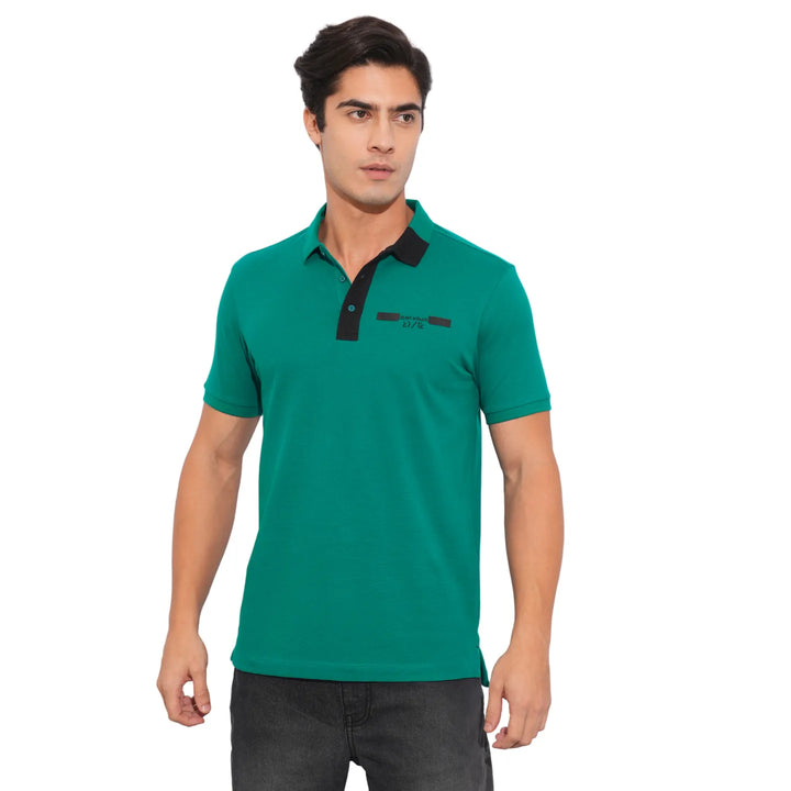 Teal Regular Fit Men's Polo T-Shirt