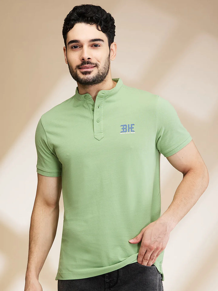 Green Regular Fit Men's Polo T-Shirt by Being Human Clothing