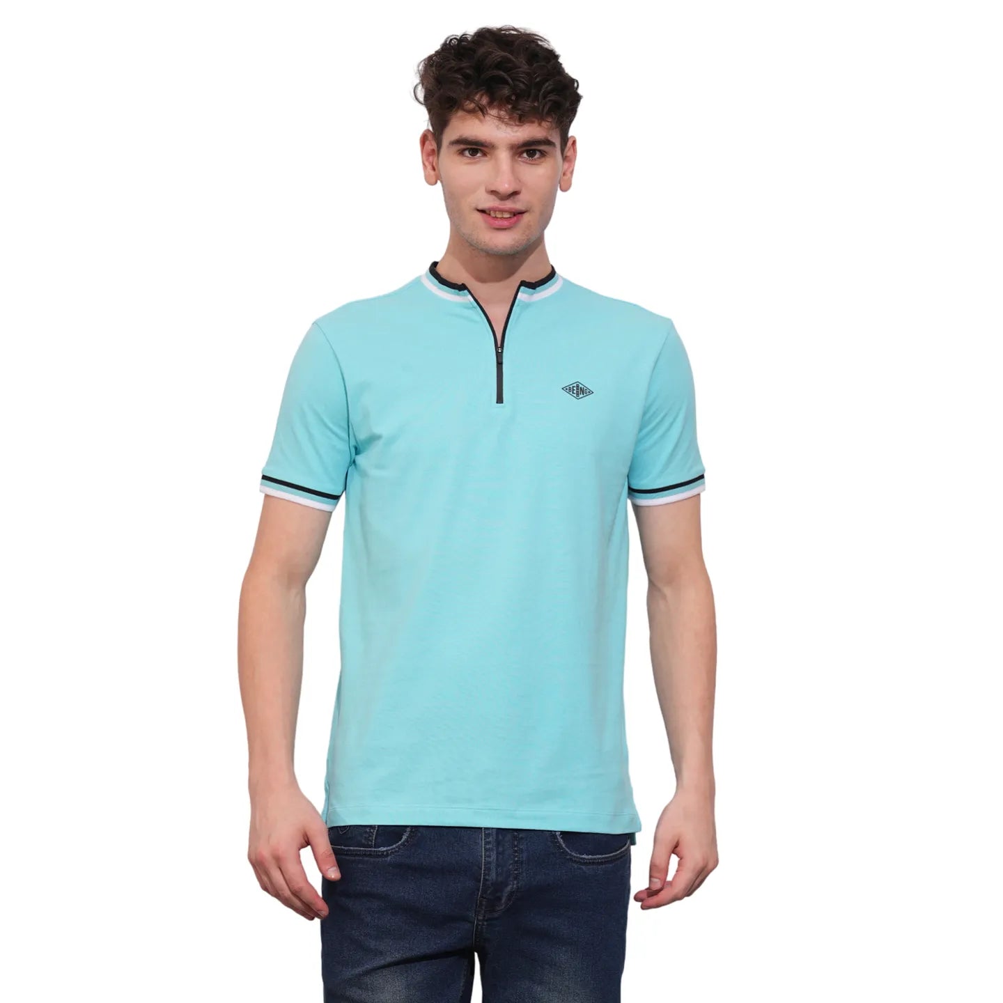 Being Human Clothing Mens-Top Polo Neck Aqua