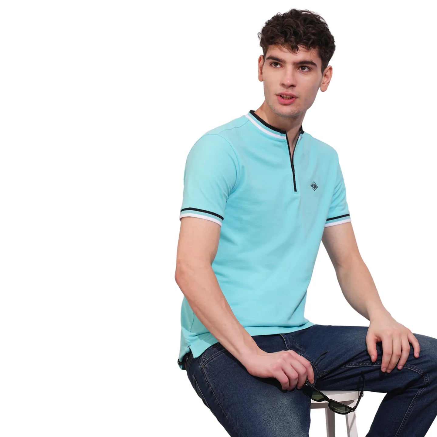 Being Human Clothing Mens-Top Polo Neck Aqua