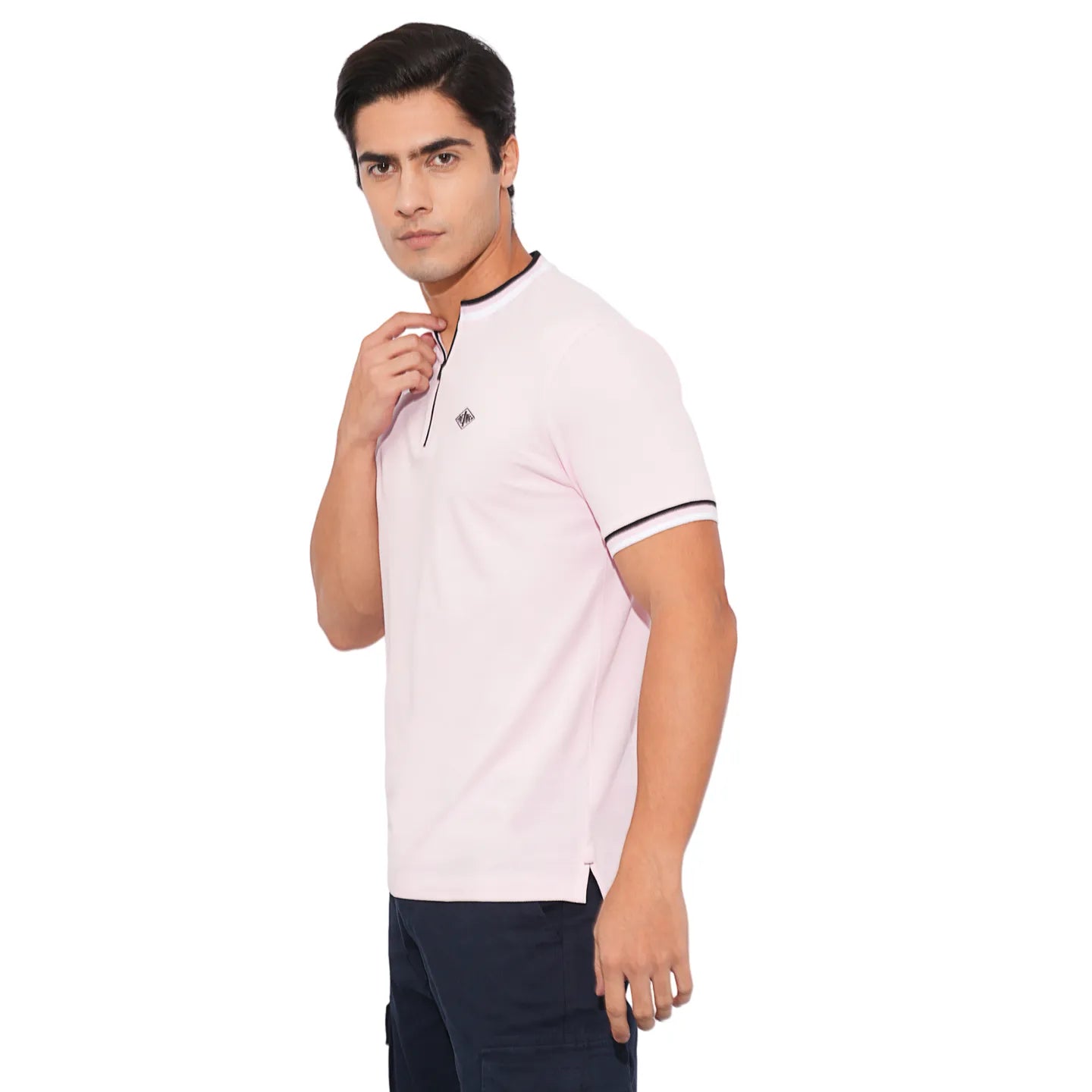 Being Human Clothing-Mens-Top-Polo Neck Lt.Pink