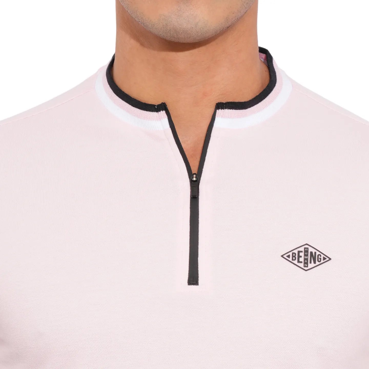 Being Human Clothing-Mens-Top-Polo Neck Lt.Pink