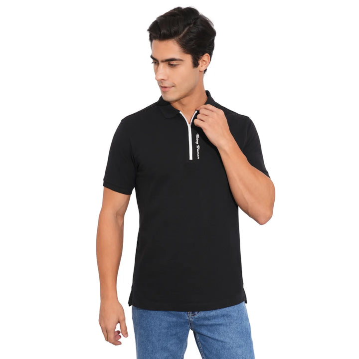 Black Regular Fit Men's Polo T-Shirt