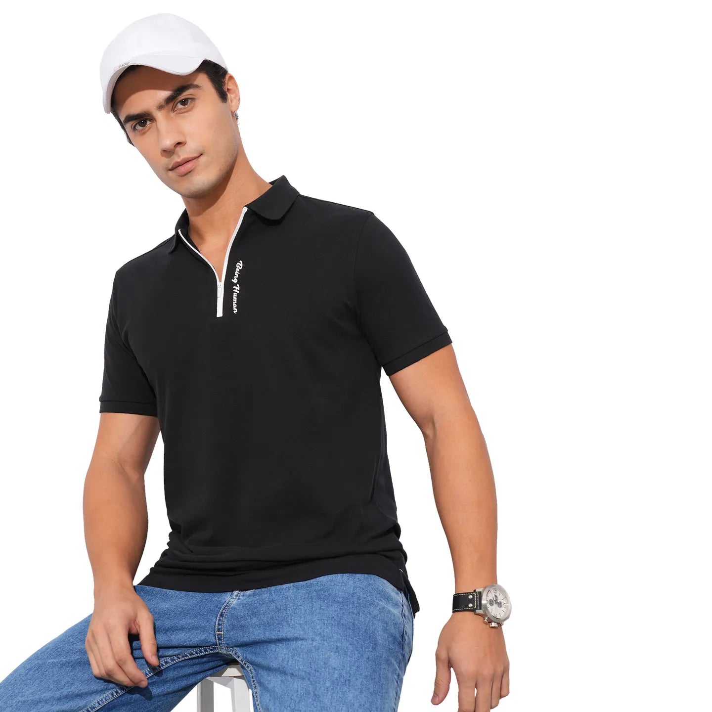Being Human Clothing-Mens-Top-Polo Neck Black