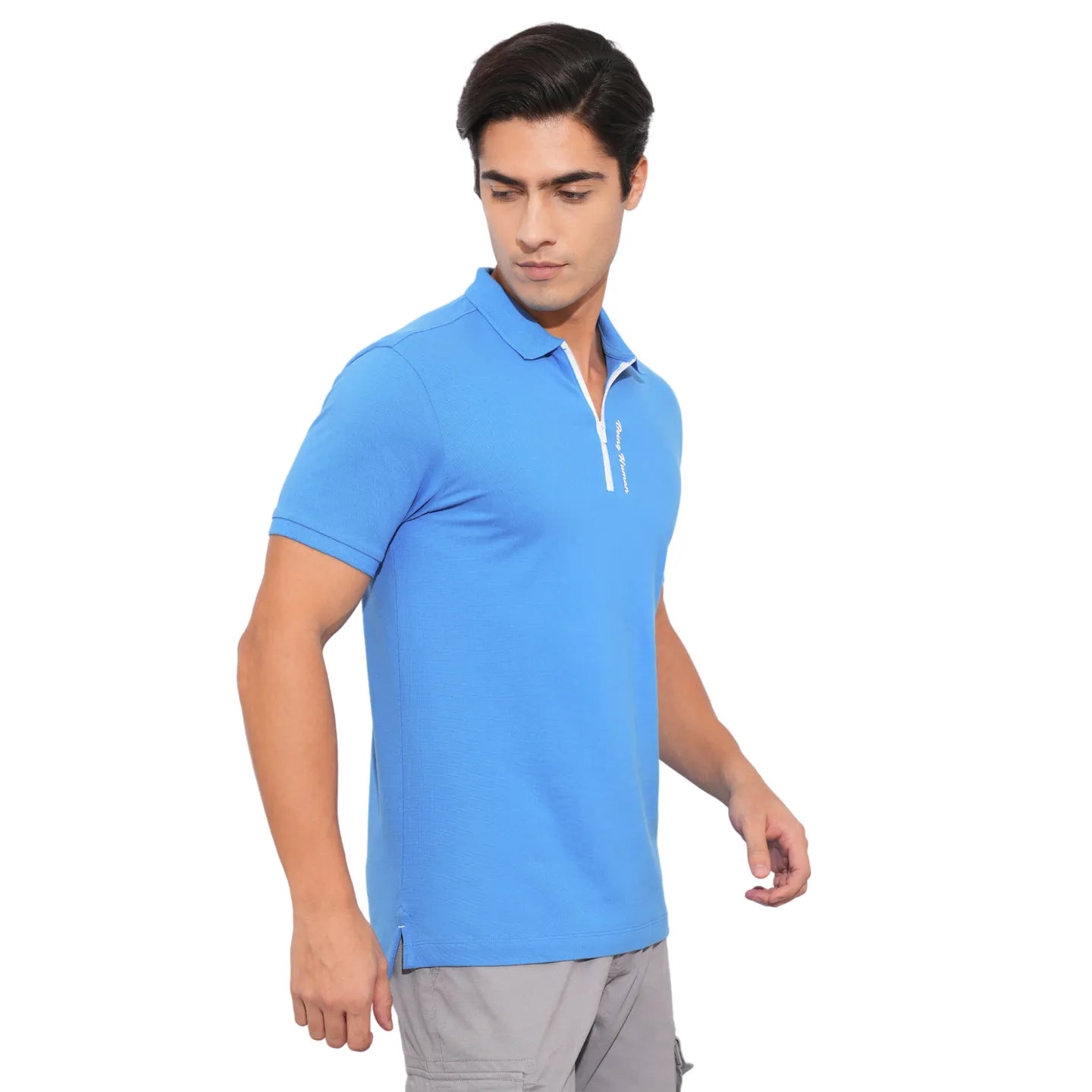 Blue Regular Fit Men's Polo T-Shirt by Being Human Clothing