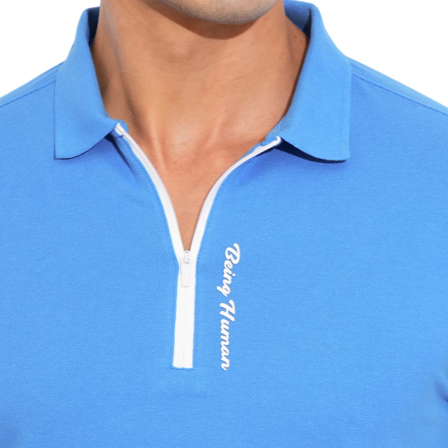 Blue Regular Fit Men's Polo T-Shirt by Being Human Clothing