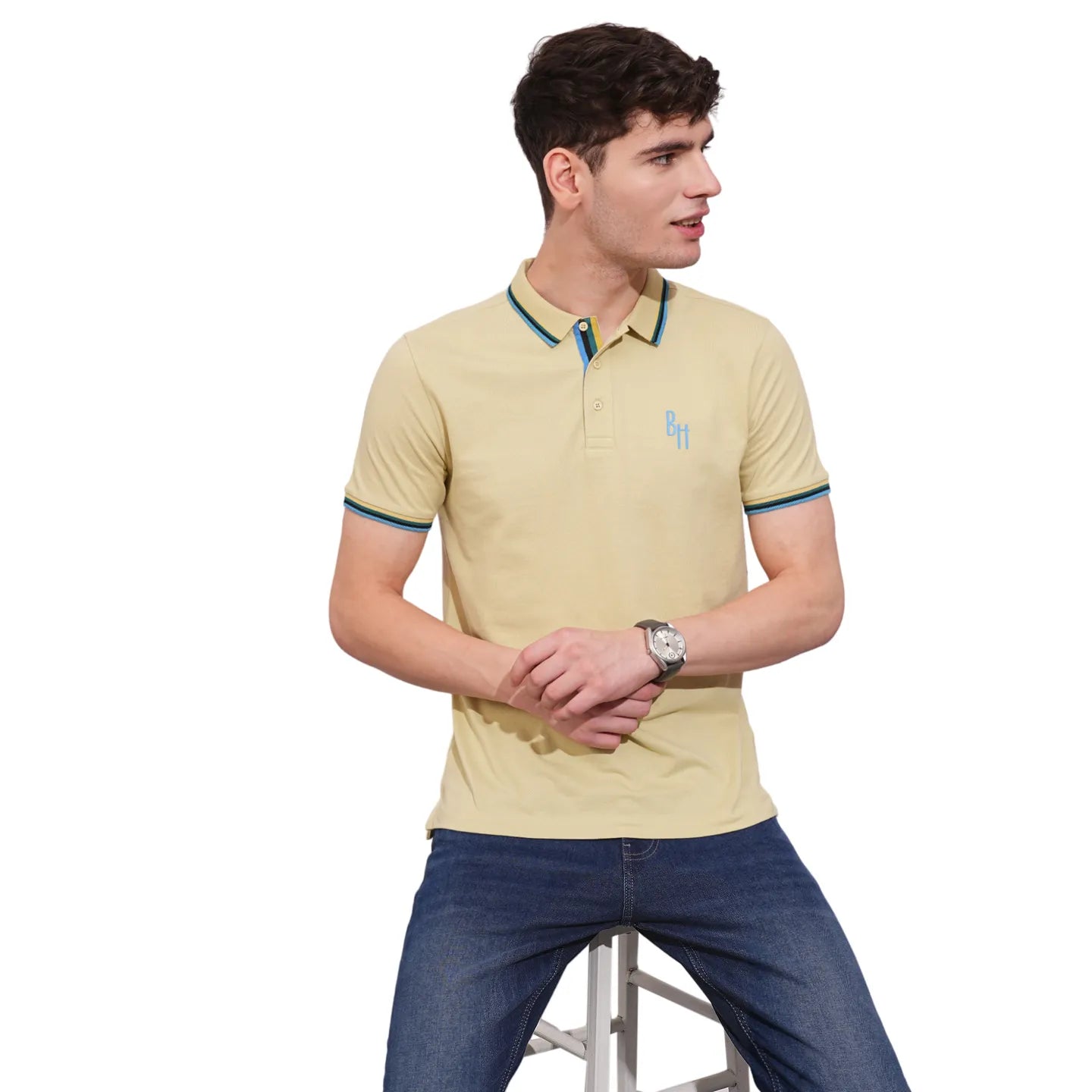 Being Human Clothing Mens-Top Polo Neck Beige