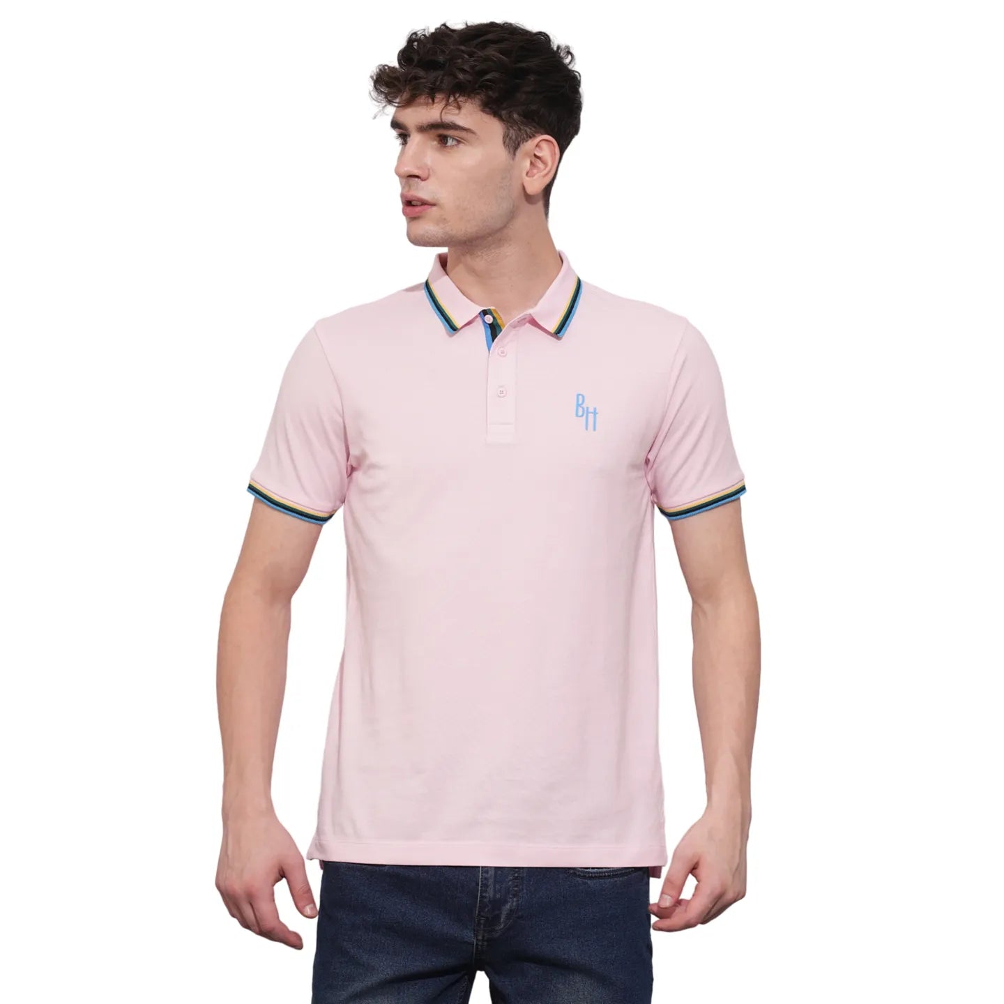 Being Human Clothing Mens-Top Polo Neck Lt.Pink
