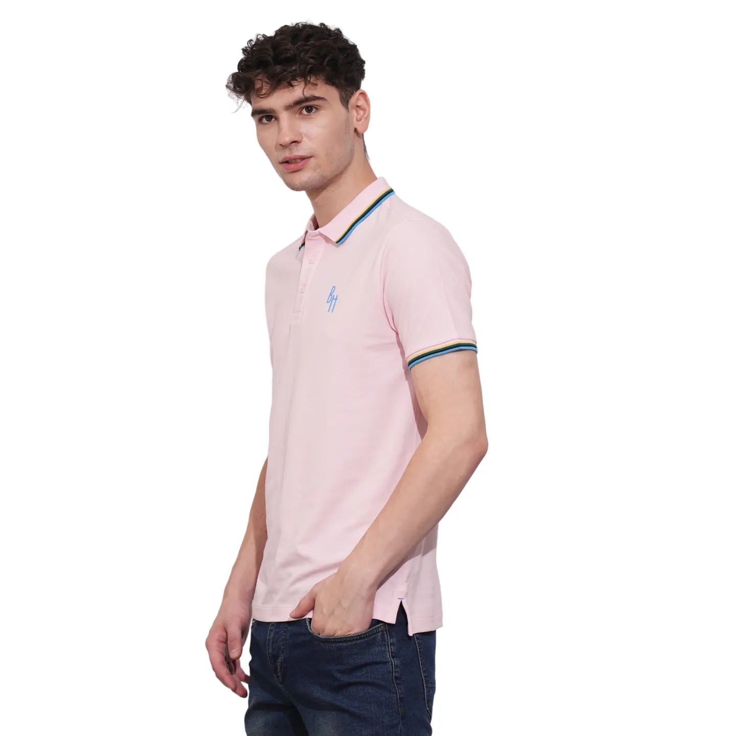 Being Human Clothing Mens-Top Polo Neck Lt.Pink