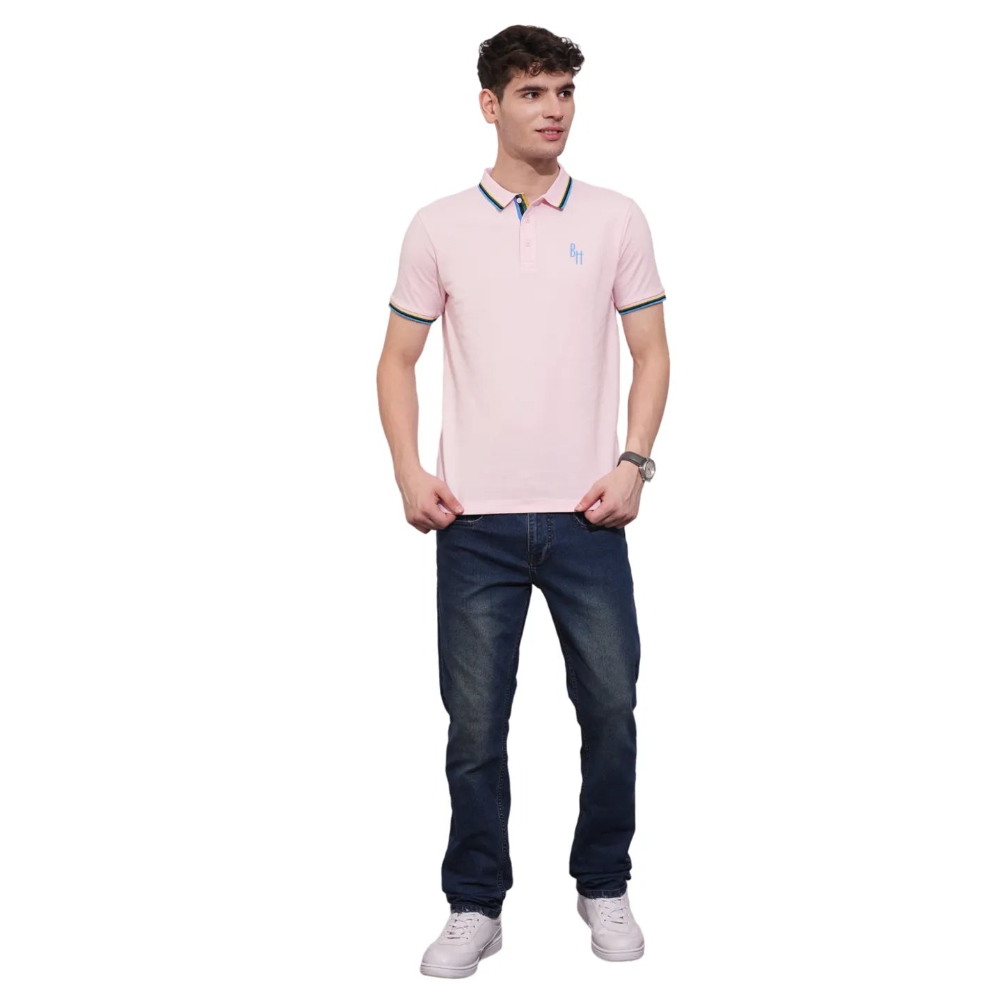 Being Human Clothing Mens-Top Polo Neck Lt.Pink