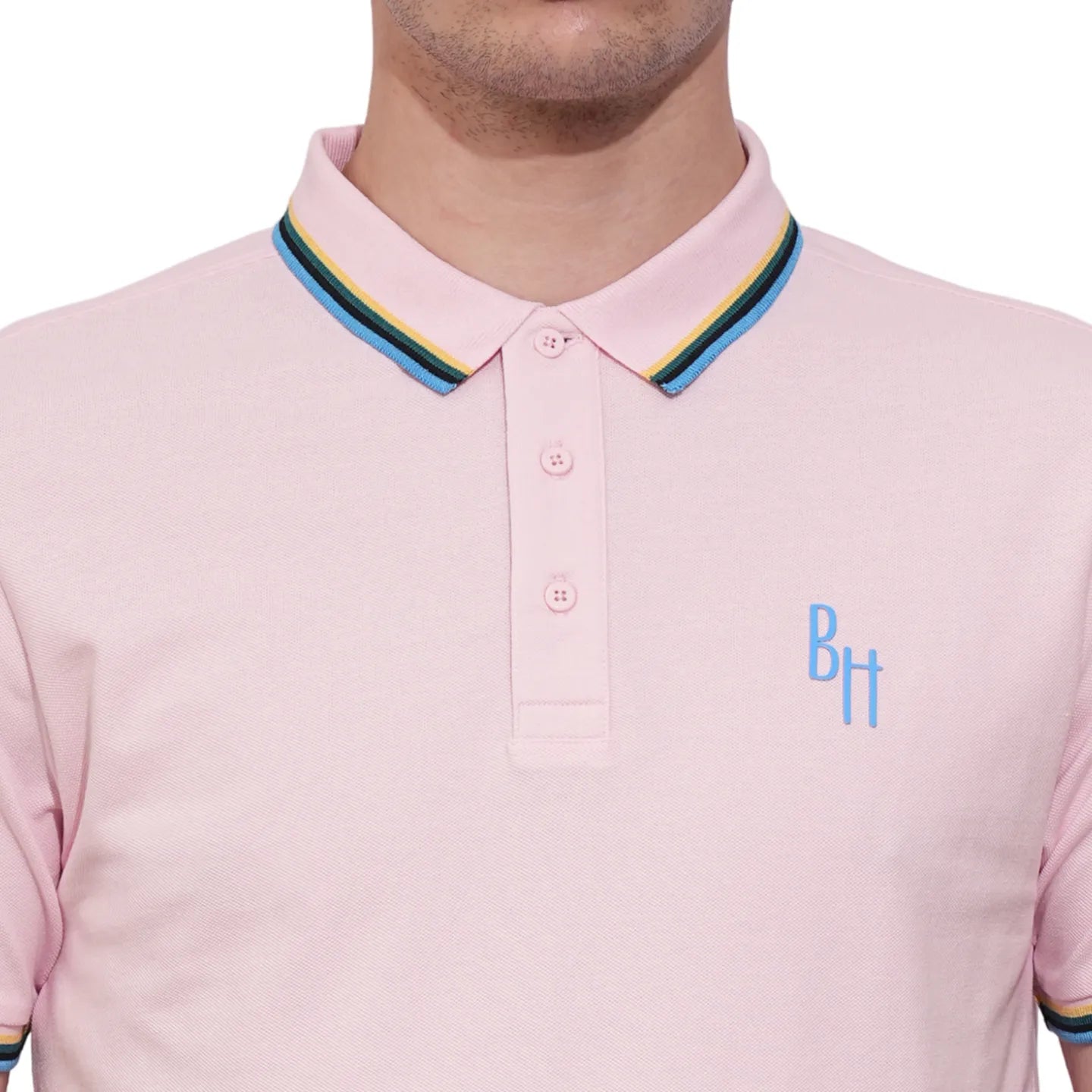 Being Human Clothing Mens-Top Polo Neck Lt.Pink