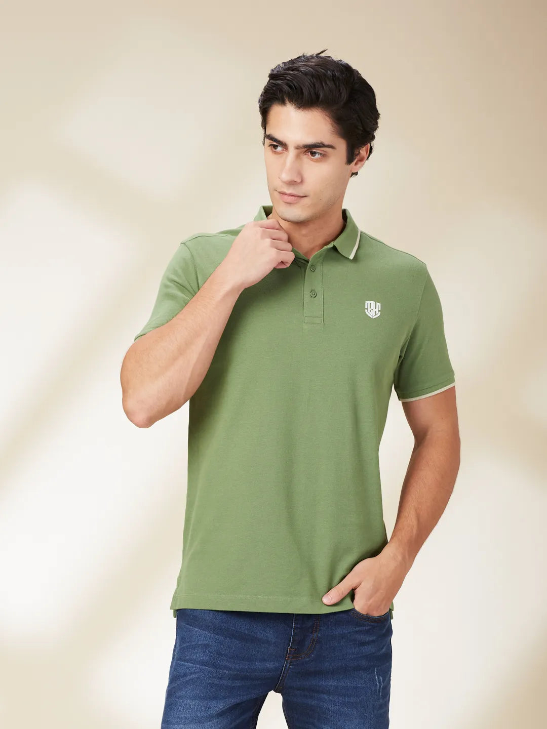 Being Human Clothing Mens-Top Polo Neck Dk.Olive