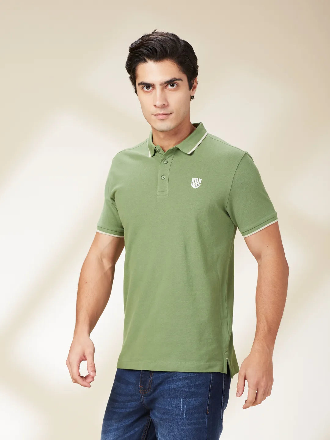 Being Human Clothing Mens-Top Polo Neck Dk.Olive