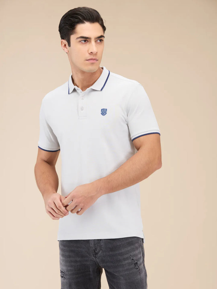 Grey Regular Fit Men's Polo T-Shirt
