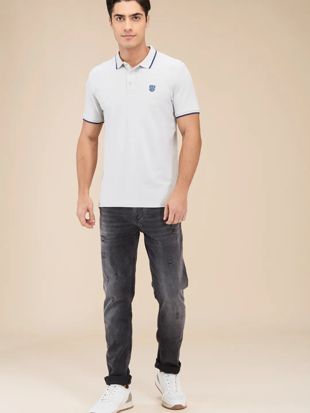 Being Human Clothing Mens-Top Polo Neck Grey