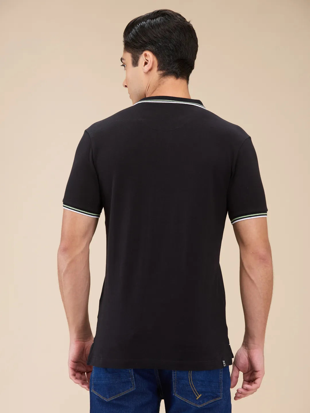 Black Regular Fit Men's Polo T-Shirt by Being Human Clothing