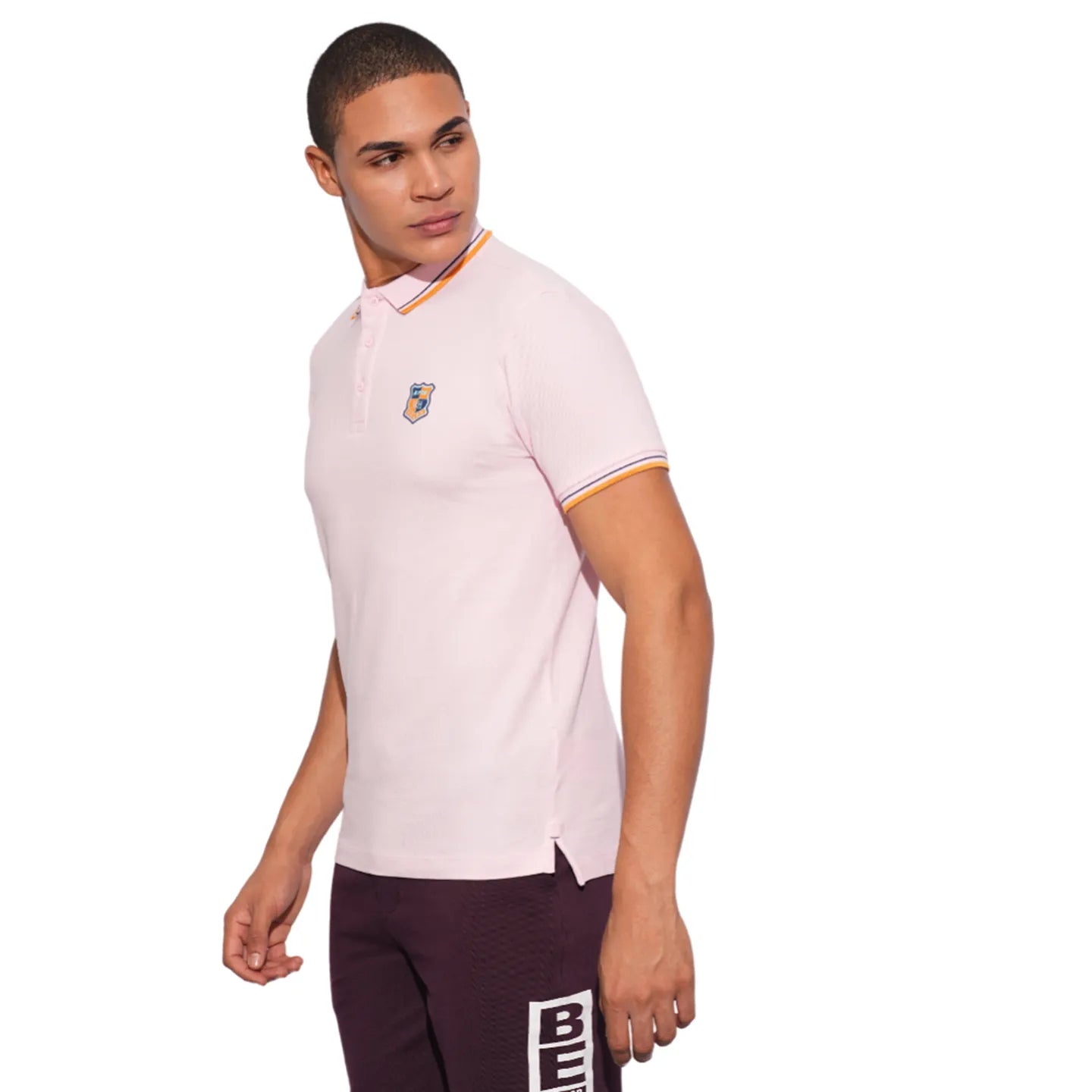 Being Human Clothing-Mens-Top-Polo Neck Lt.Pink