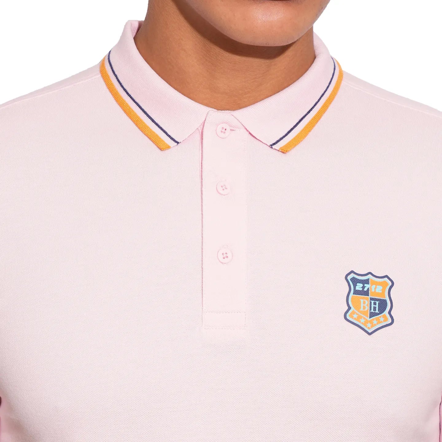 Being Human Clothing-Mens-Top-Polo Neck Lt.Pink