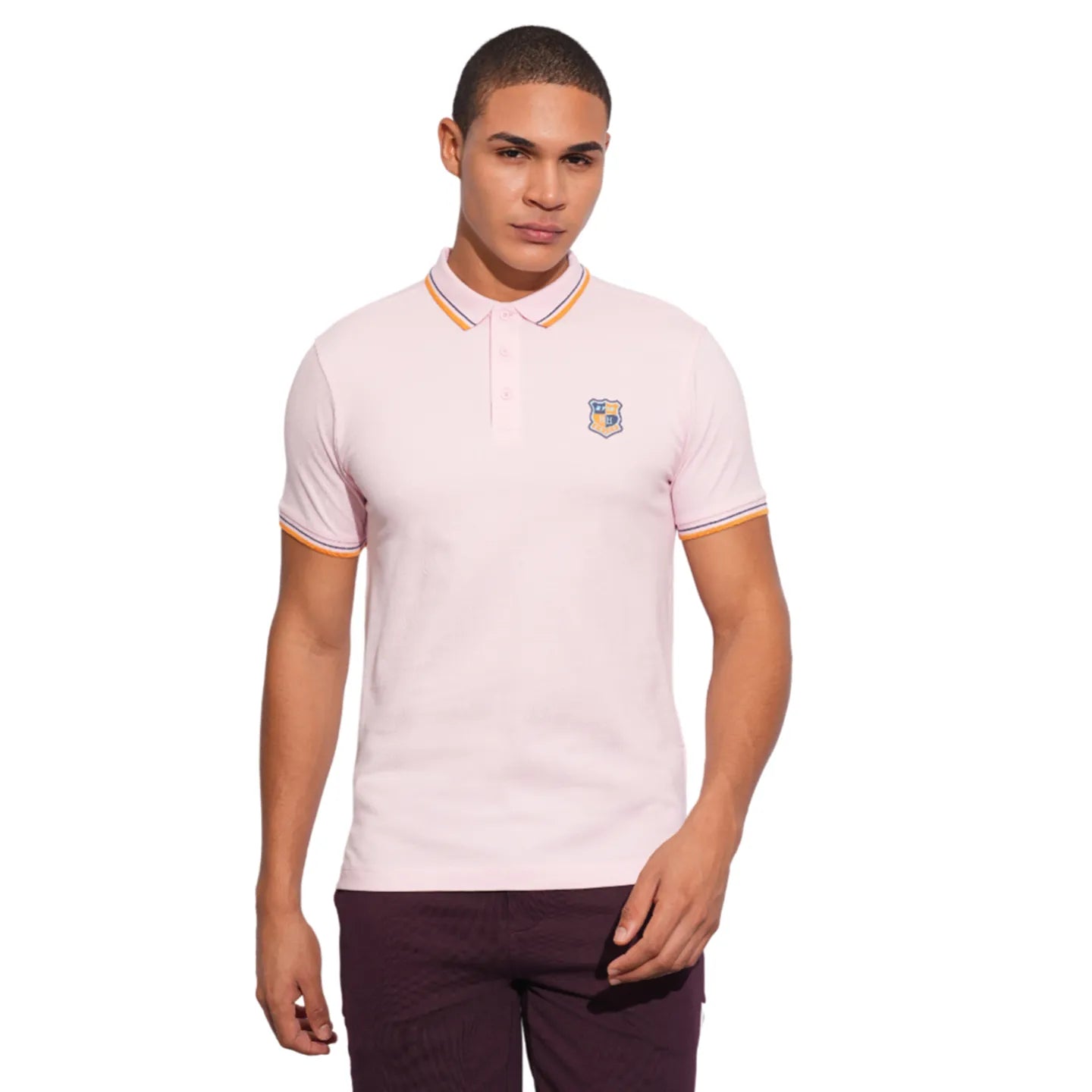 Being Human Clothing-Mens-Top-Polo Neck Lt.Pink
