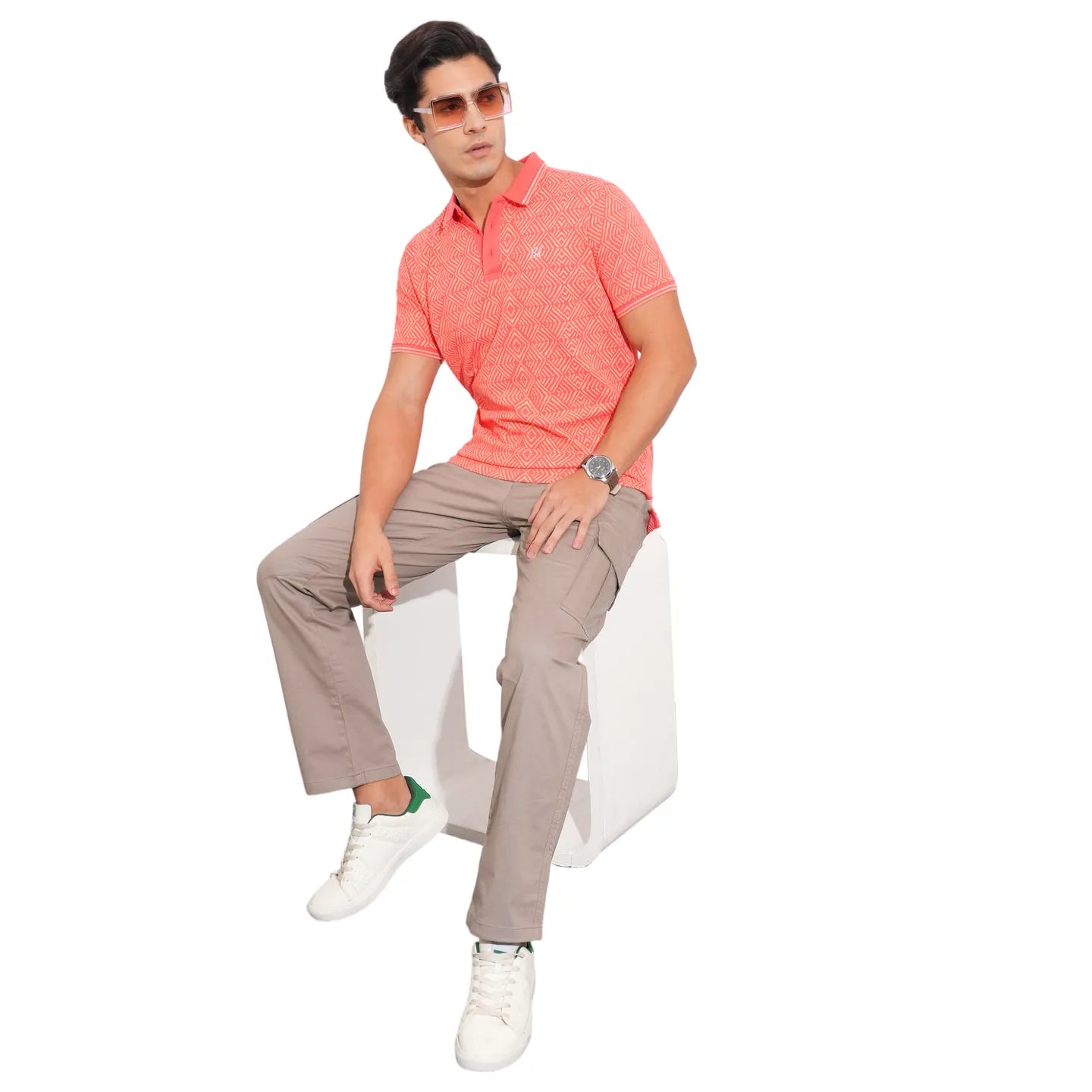 Coral Regular Fit Men's Polo T-Shirt by Being Human Clothing