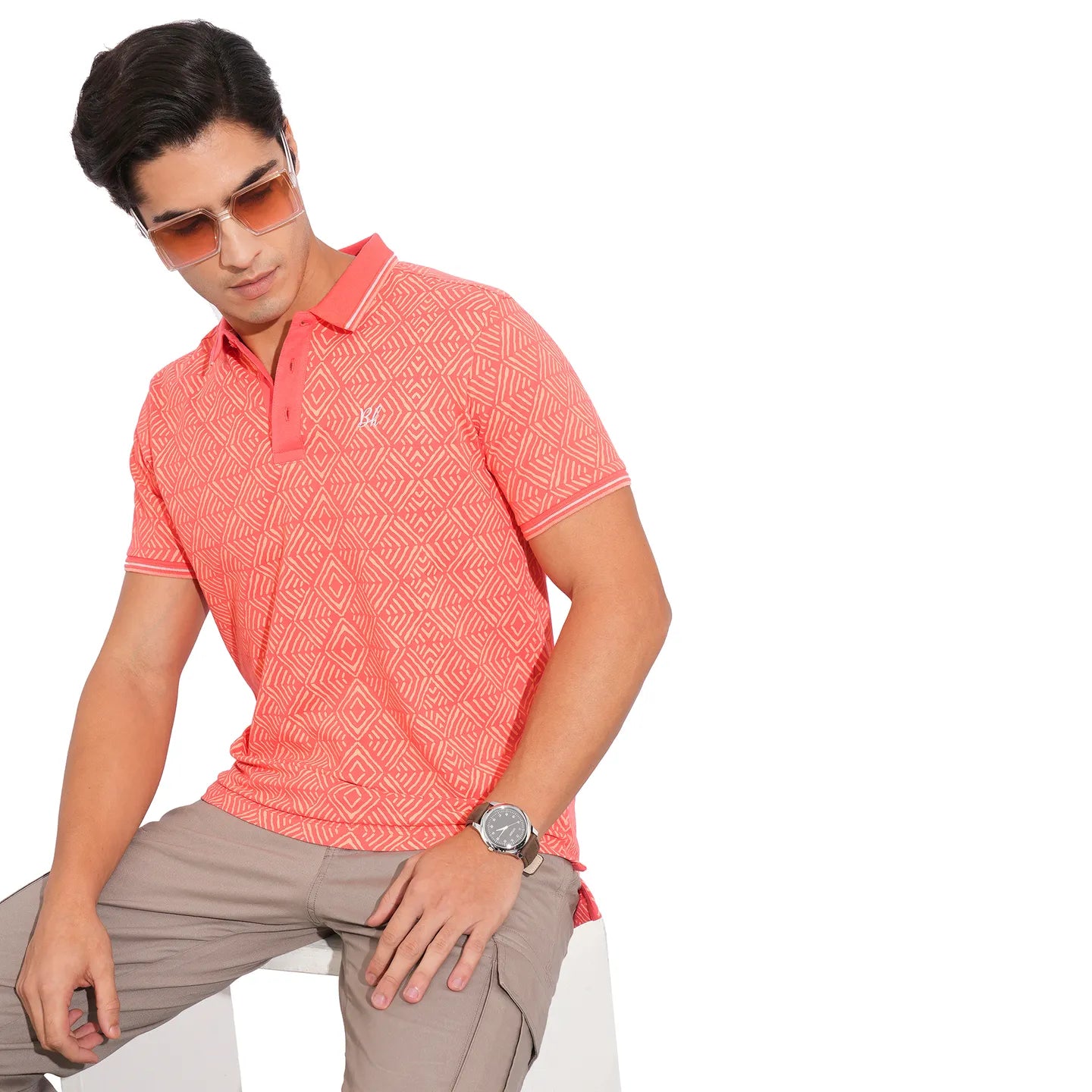 Coral Regular Fit Men's Polo T-Shirt by Being Human Clothing