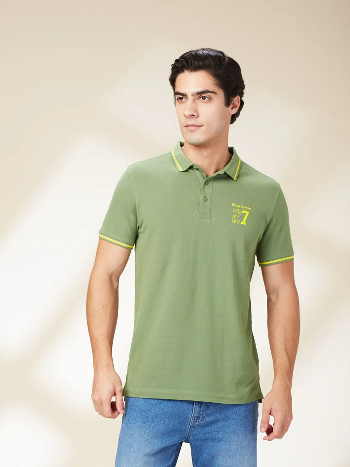 Dark Olive Regular Fit Men's Polo T-Shirt