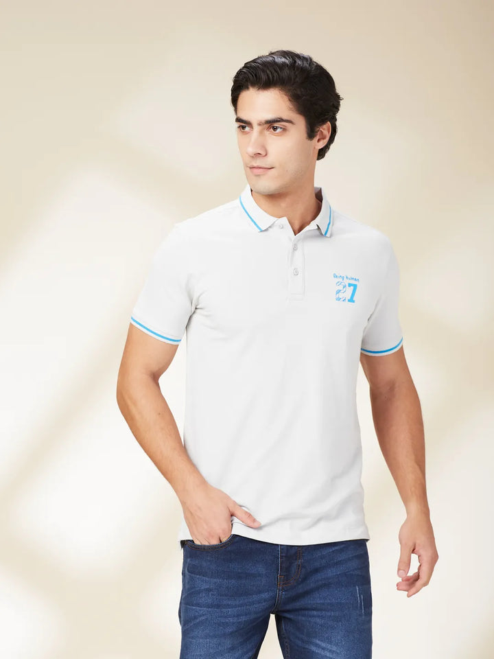 Grey Regular Fit Men's Polo T-Shirt