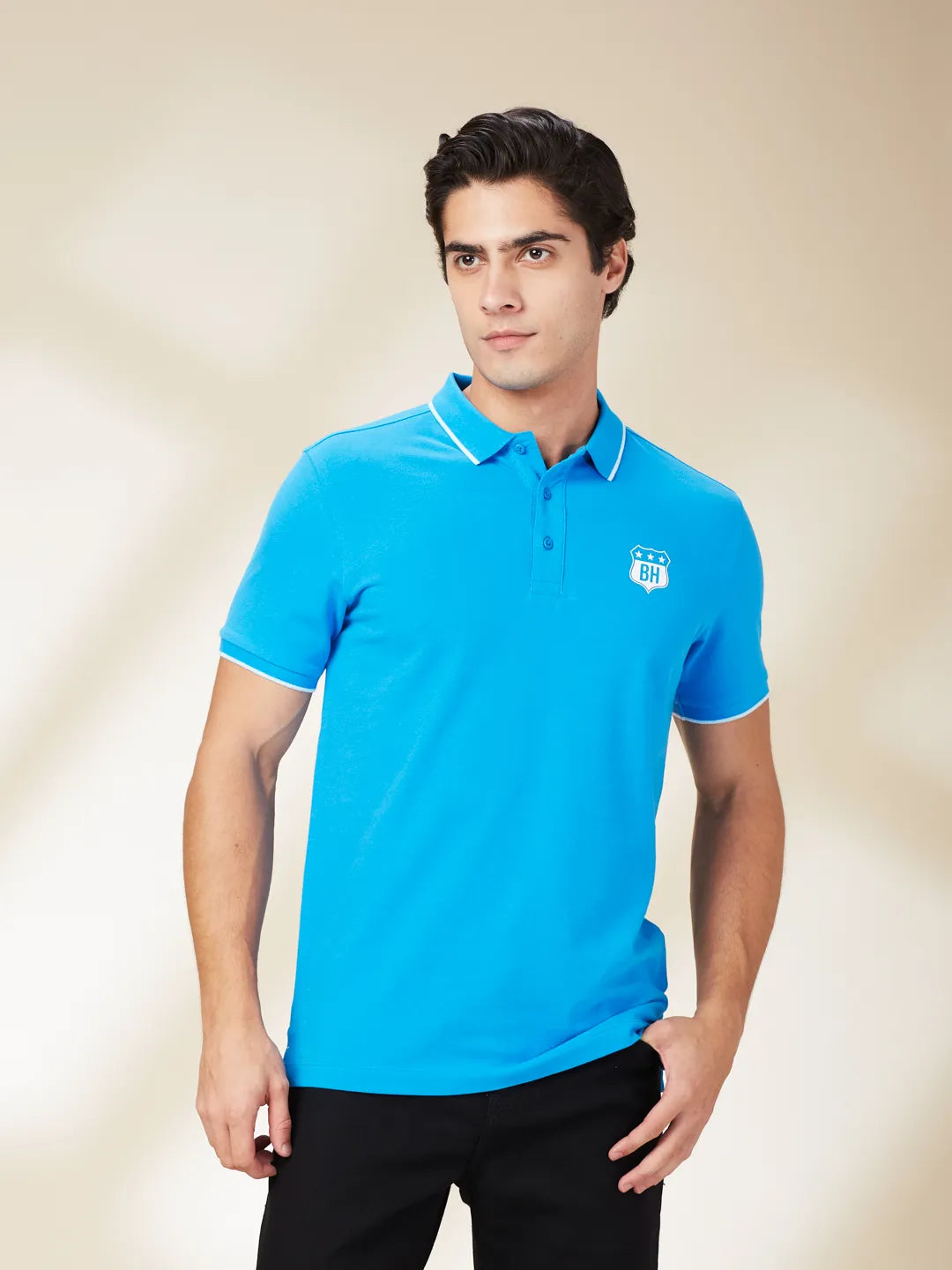 Blue Regular Fit Men's Polo T-Shirt by Being Human Clothing