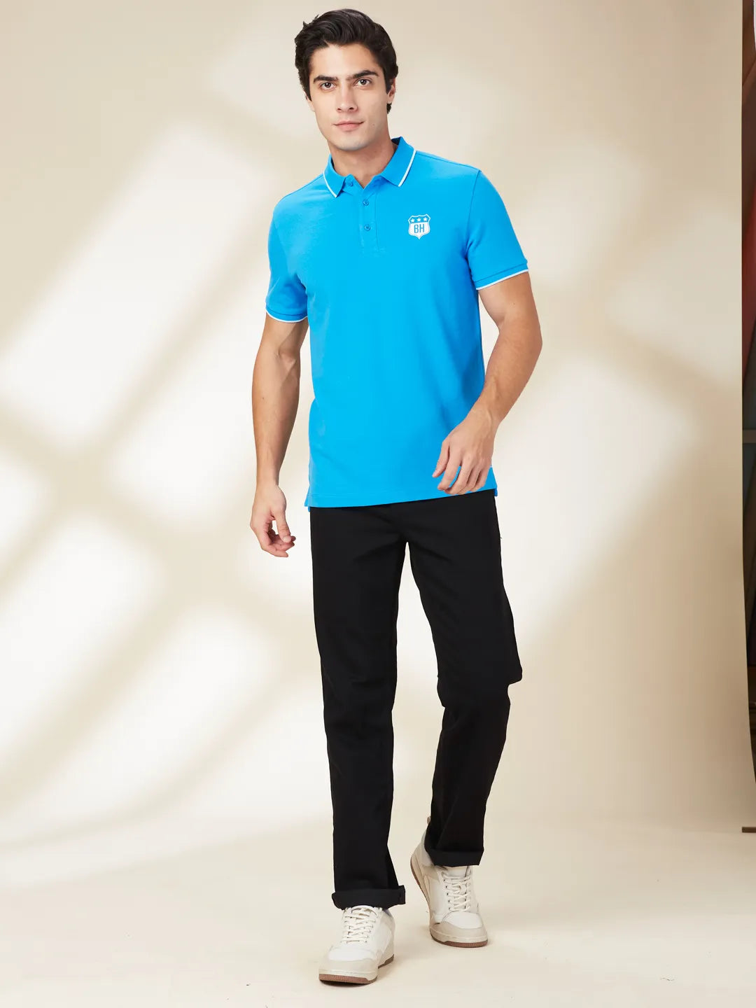 Blue Regular Fit Men's Polo T-Shirt by Being Human Clothing