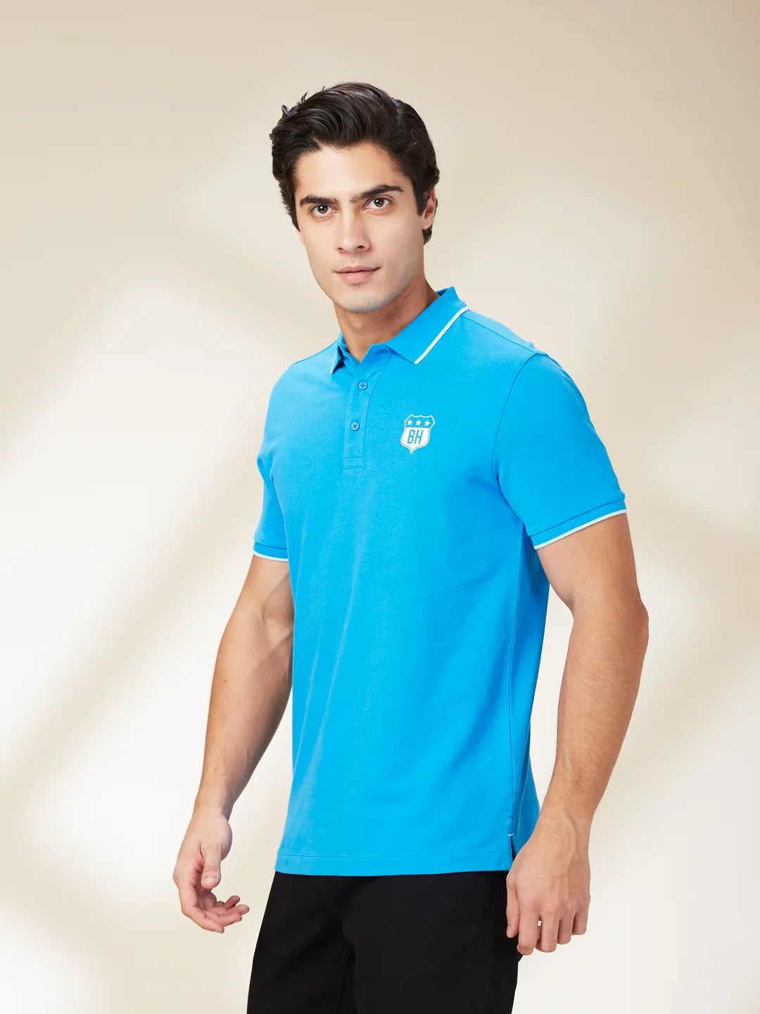 Blue Regular Fit Men's Polo T-Shirt by Being Human Clothing