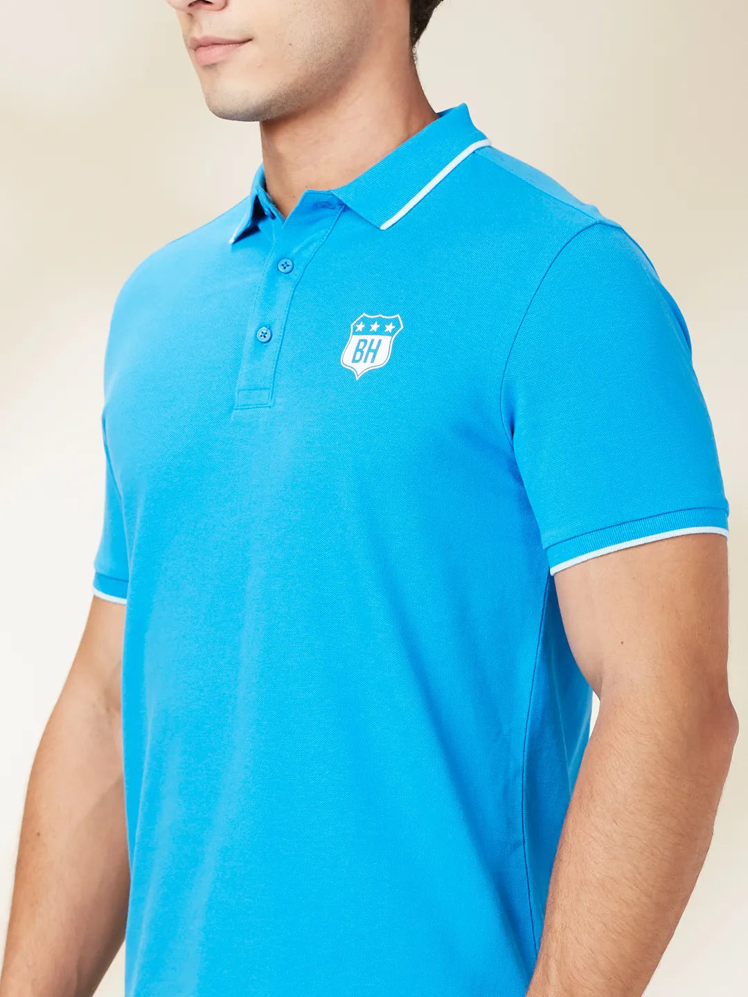 Blue Regular Fit Men's Polo T-Shirt by Being Human Clothing