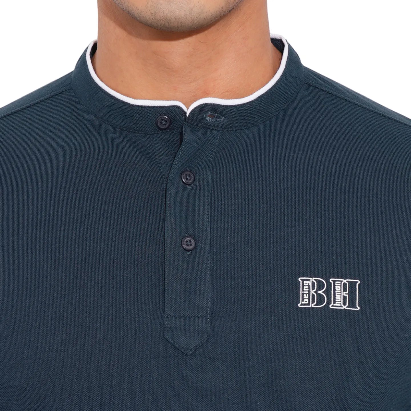 Navy Regular Fit Men's Polo T-Shirt by Being Human Clothing