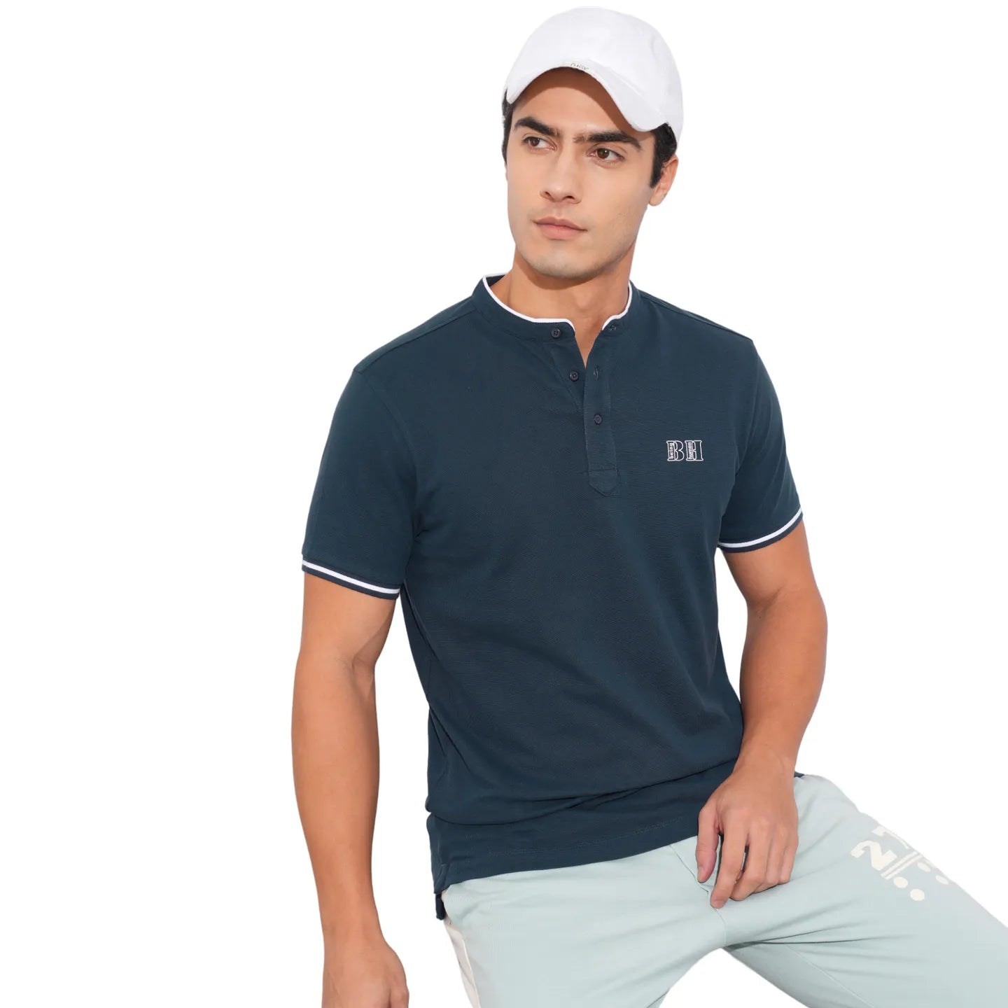 Navy Regular Fit Men's Polo T-Shirt by Being Human Clothing