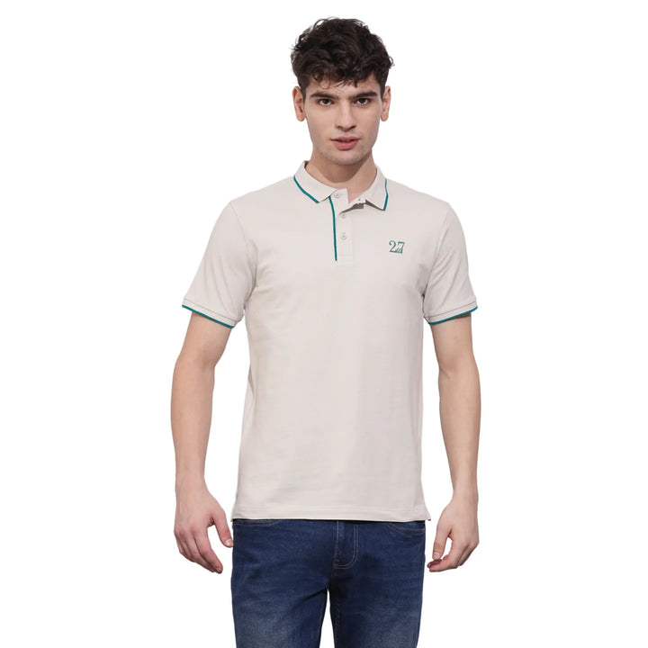 Grey Regular Fit Men's Polo T-Shirt by Being Human Clothing