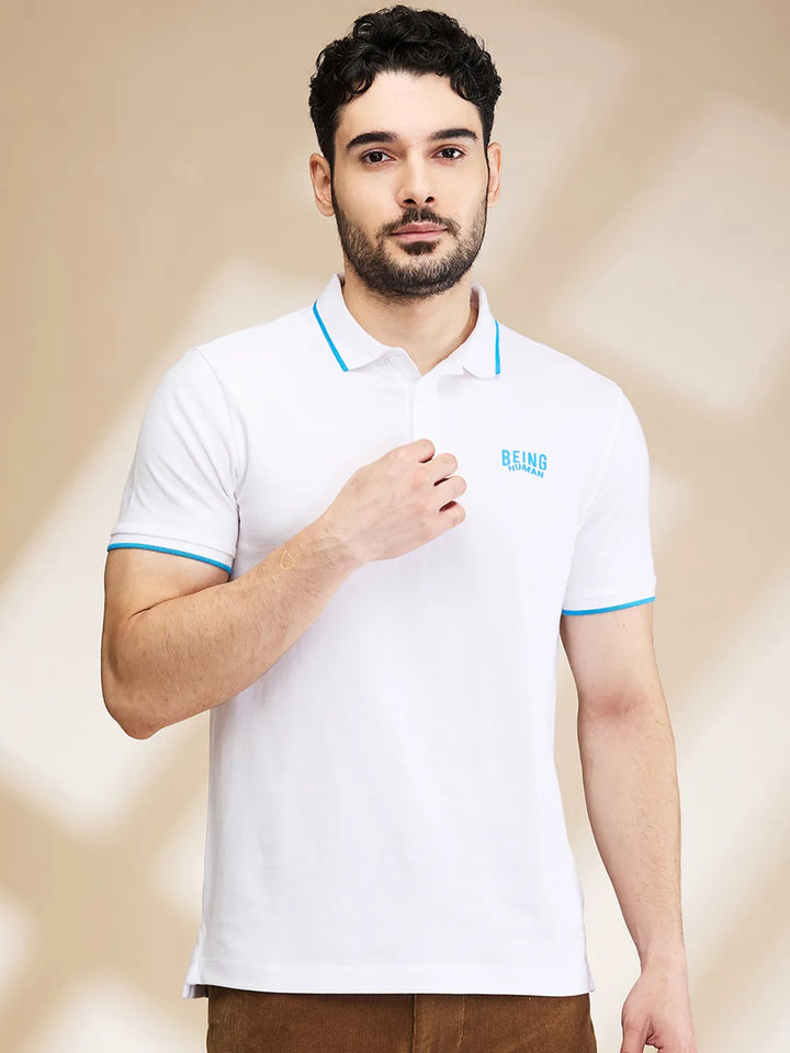 White Regular Fit Men's Polo T-Shirt
