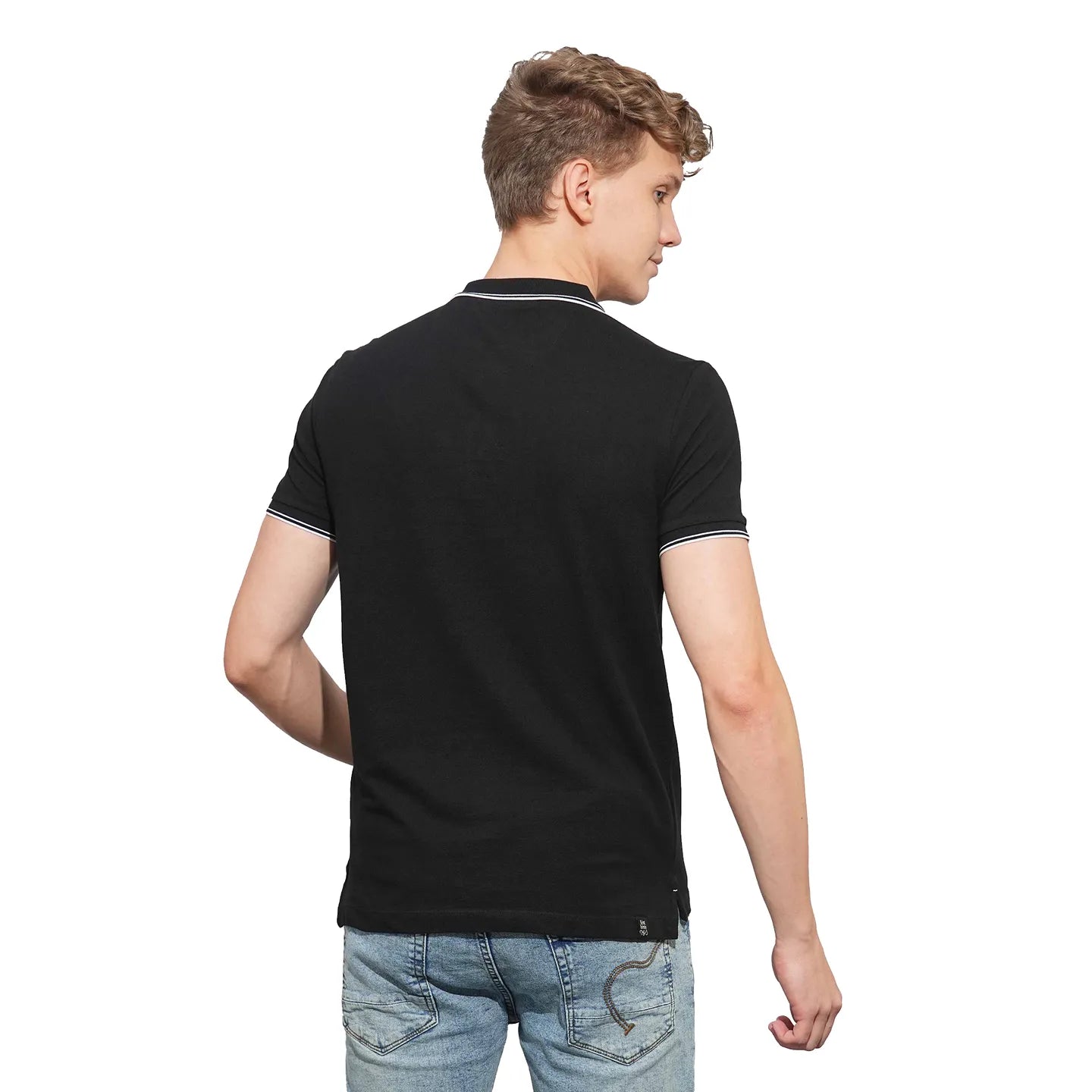 Black Regular Fit Men's Polo T-Shirt by Being Human Clothing