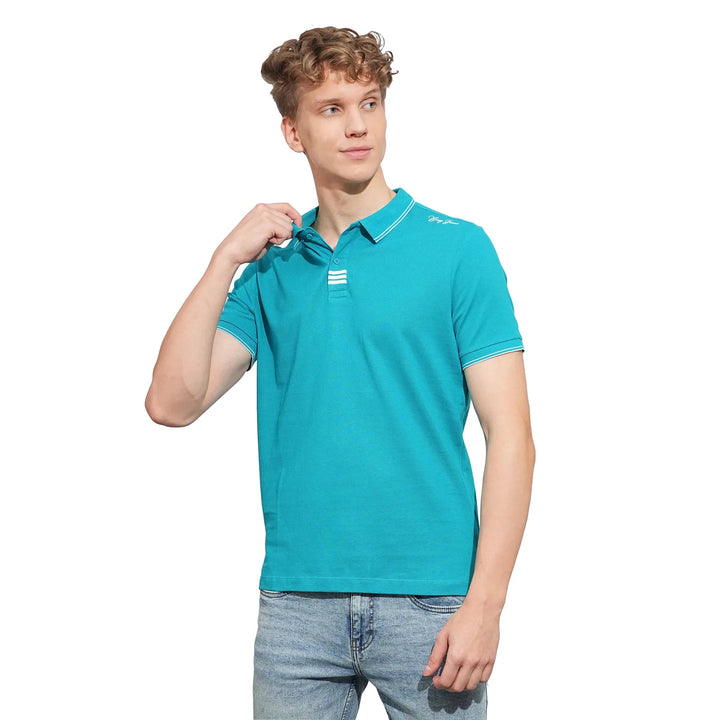 Teal Regular Fit Men's Polo T-Shirt