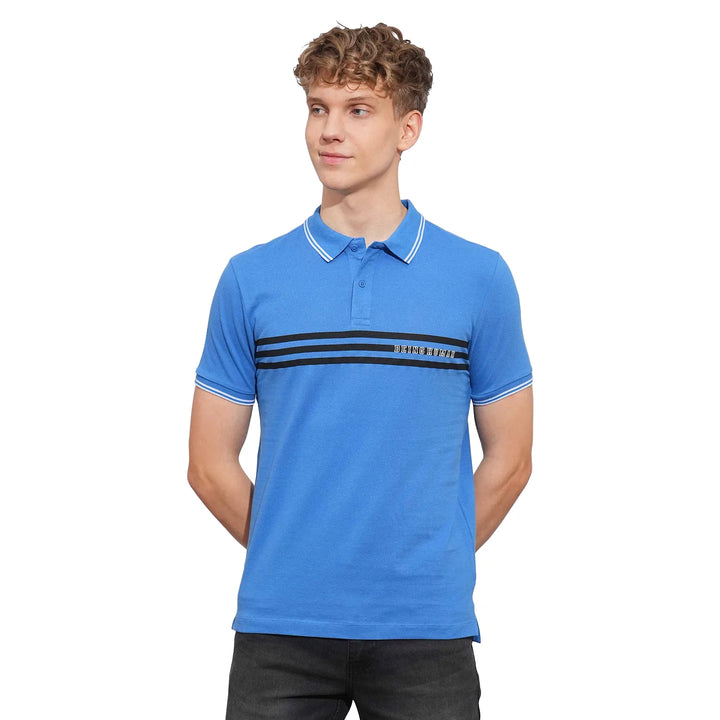 Blue Regular Fit Men's Polo T-Shirt by Being Human Clothing