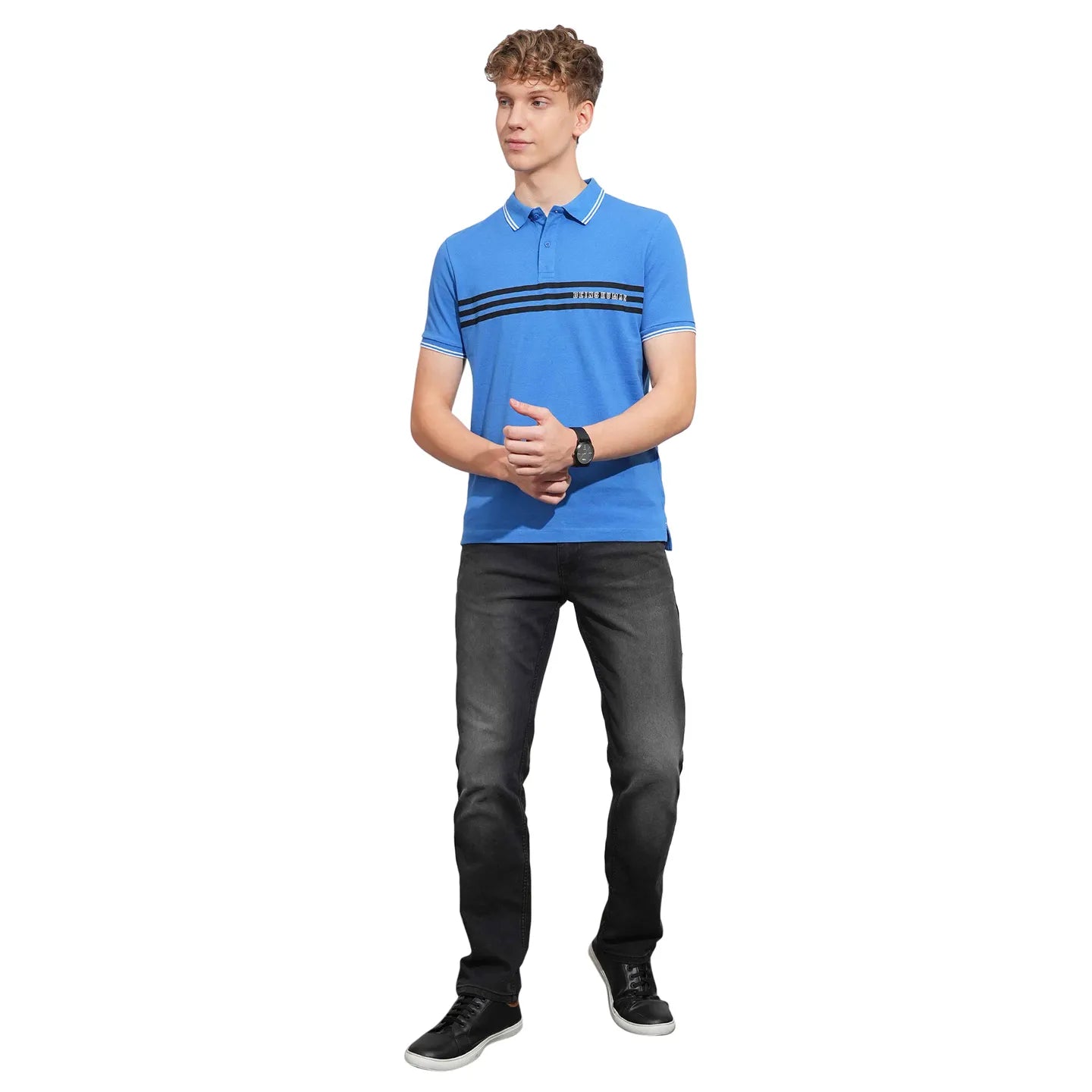 Being Human Clothing Mens-Top Polo Neck Blue