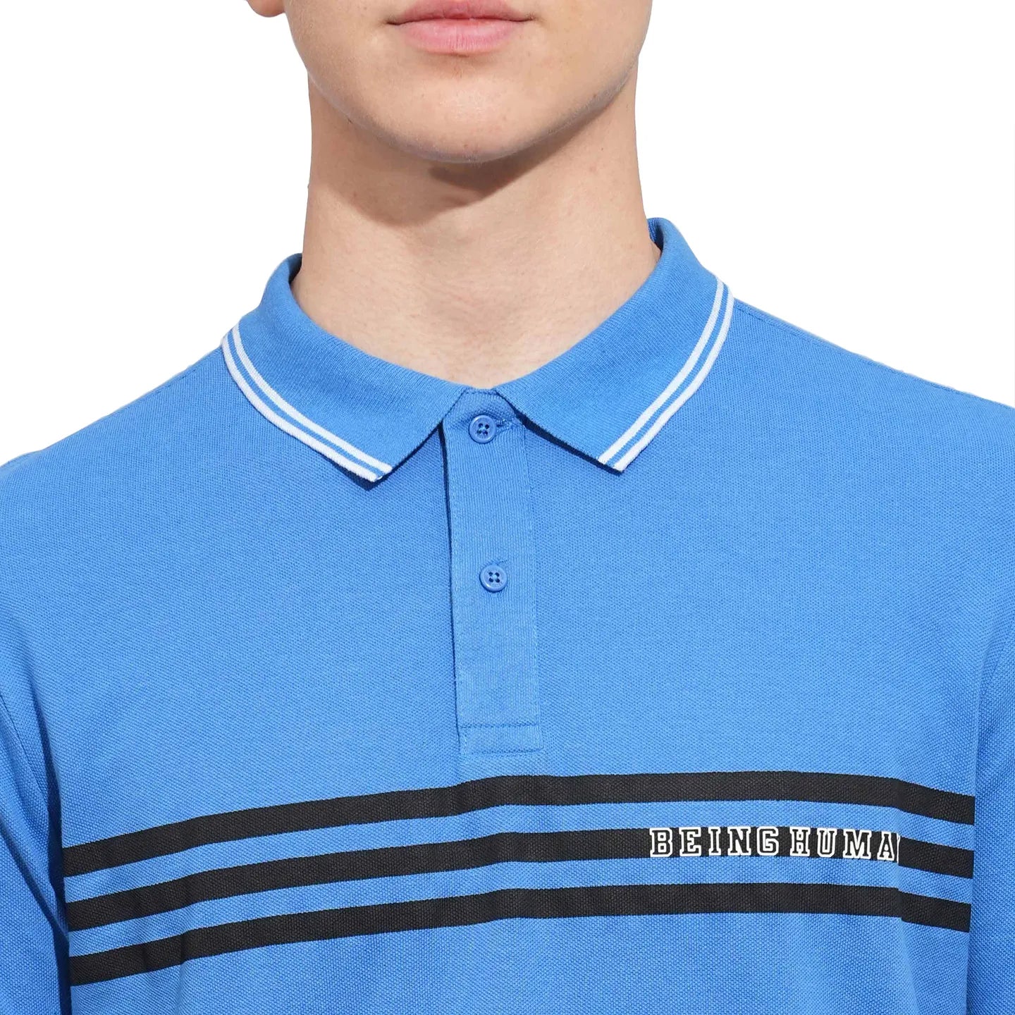 Being Human Clothing Mens-Top Polo Neck Blue