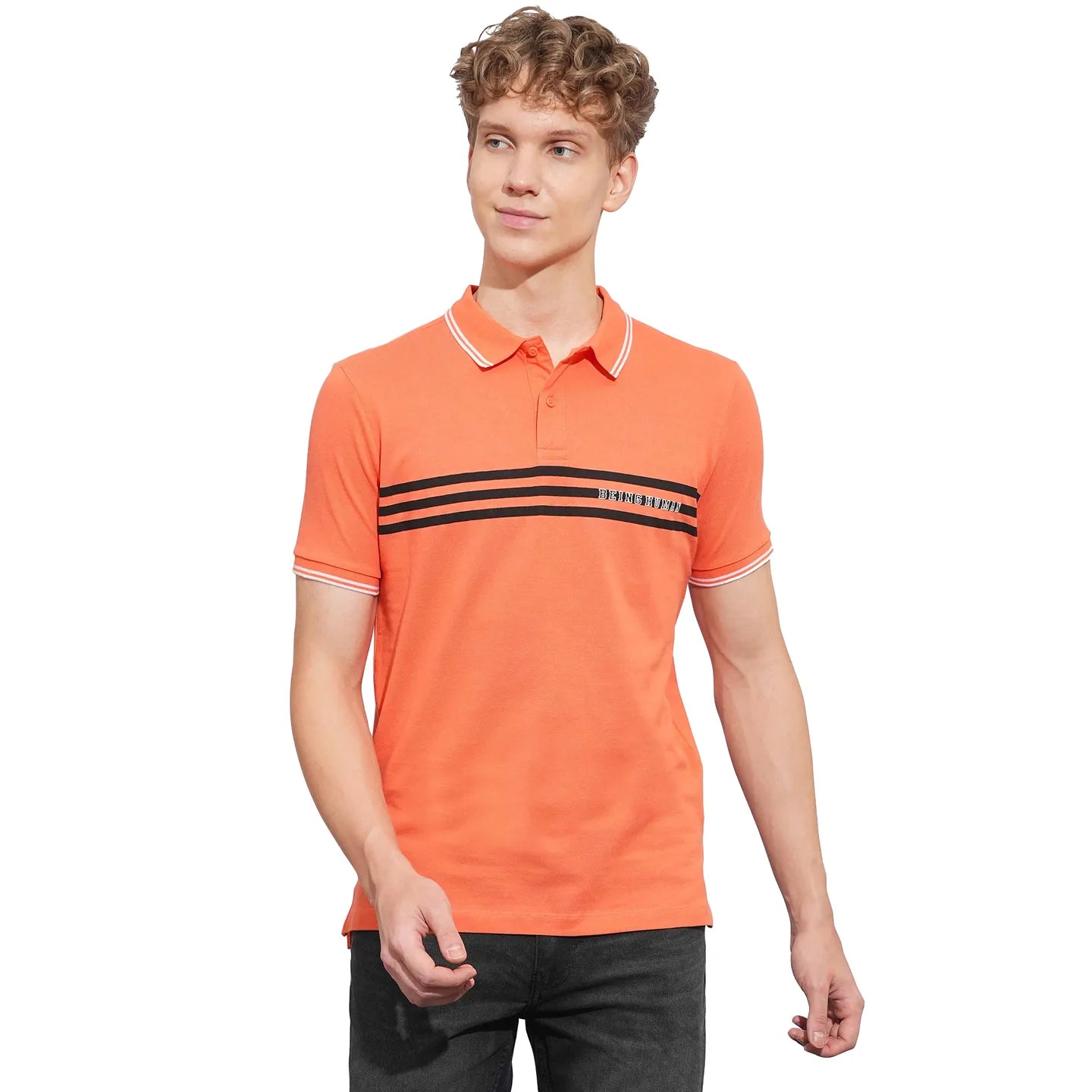 Being Human Clothing Mens-Top Polo Neck Lt_Orange