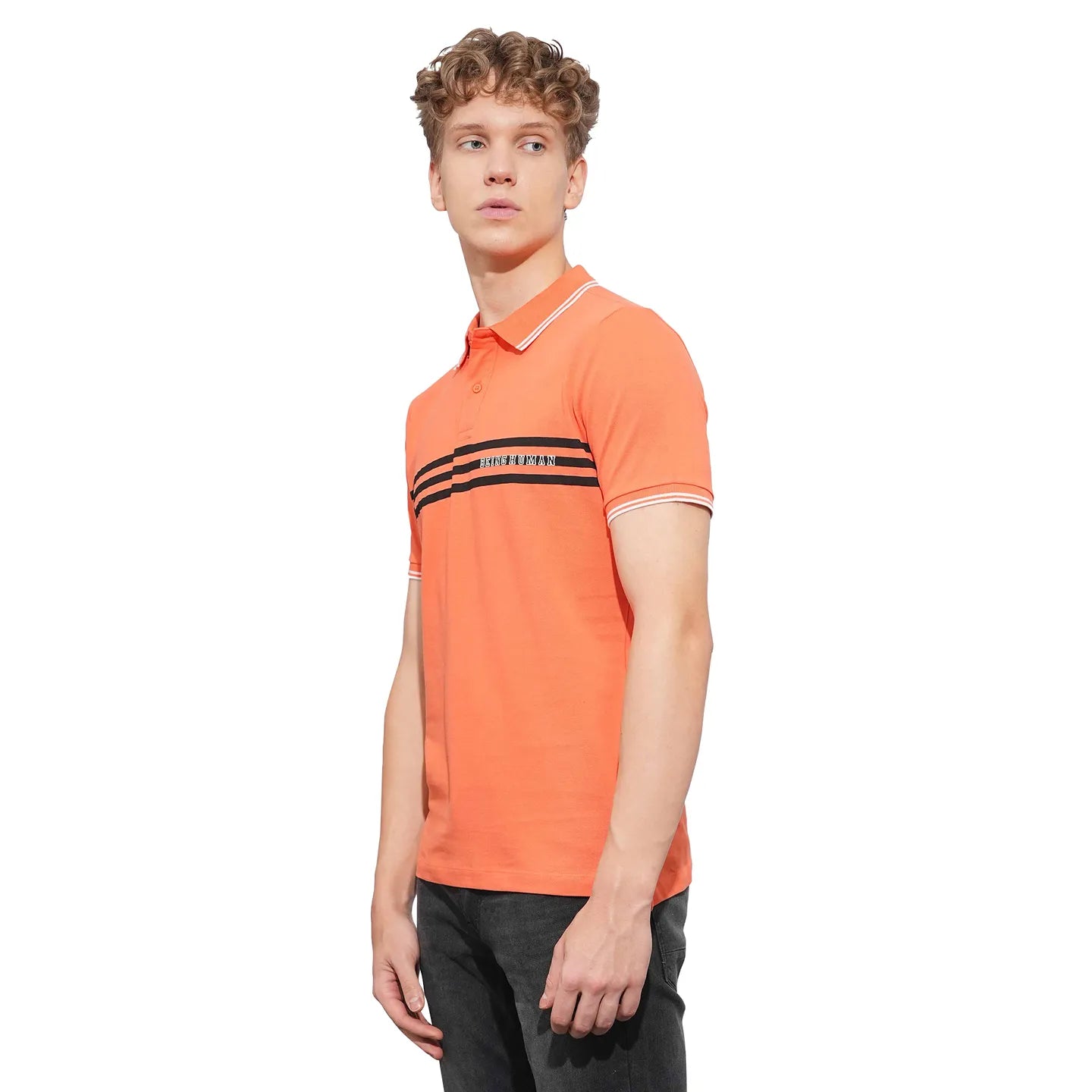 Being Human Clothing Mens-Top Polo Neck Lt_Orange