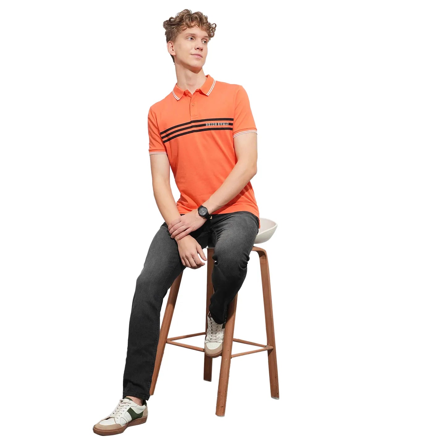 Being Human Clothing Mens-Top Polo Neck Lt_Orange