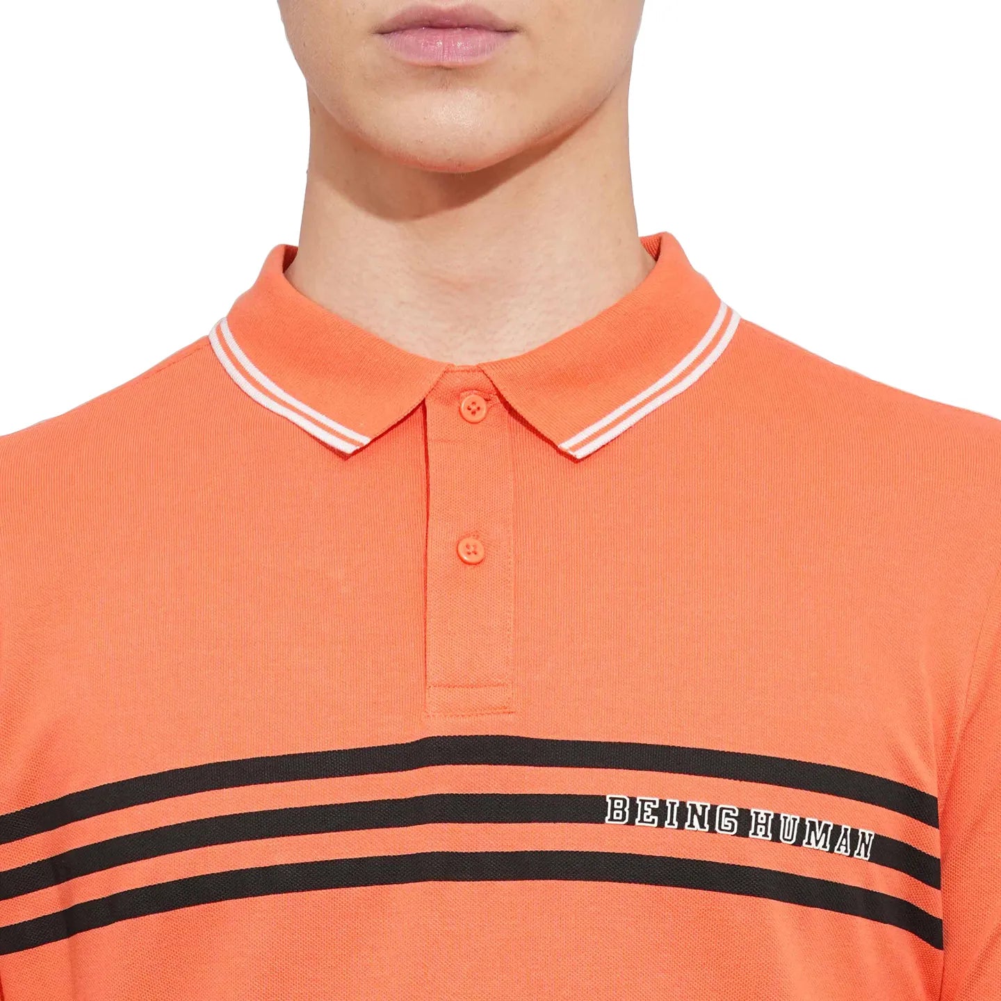 Being Human Clothing Mens-Top Polo Neck Lt_Orange