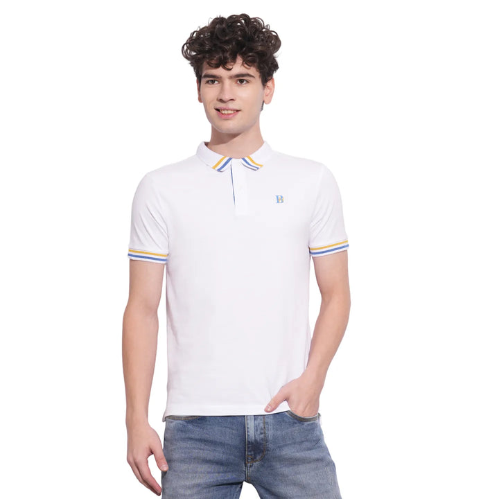 White Regular Fit Men's Polo T-Shirt