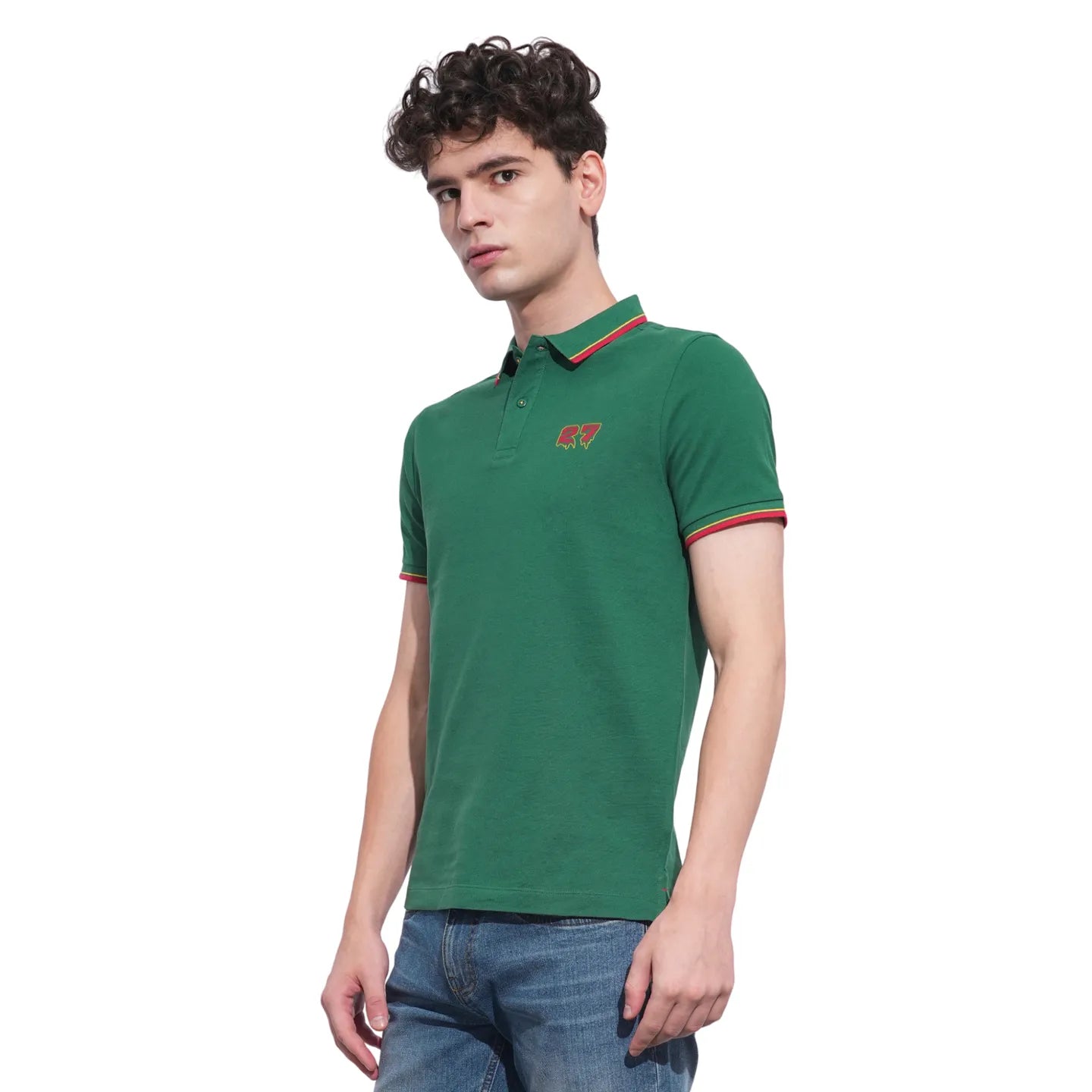 Green Regular Fit Men's Polo T-Shirt by Being Human Clothing