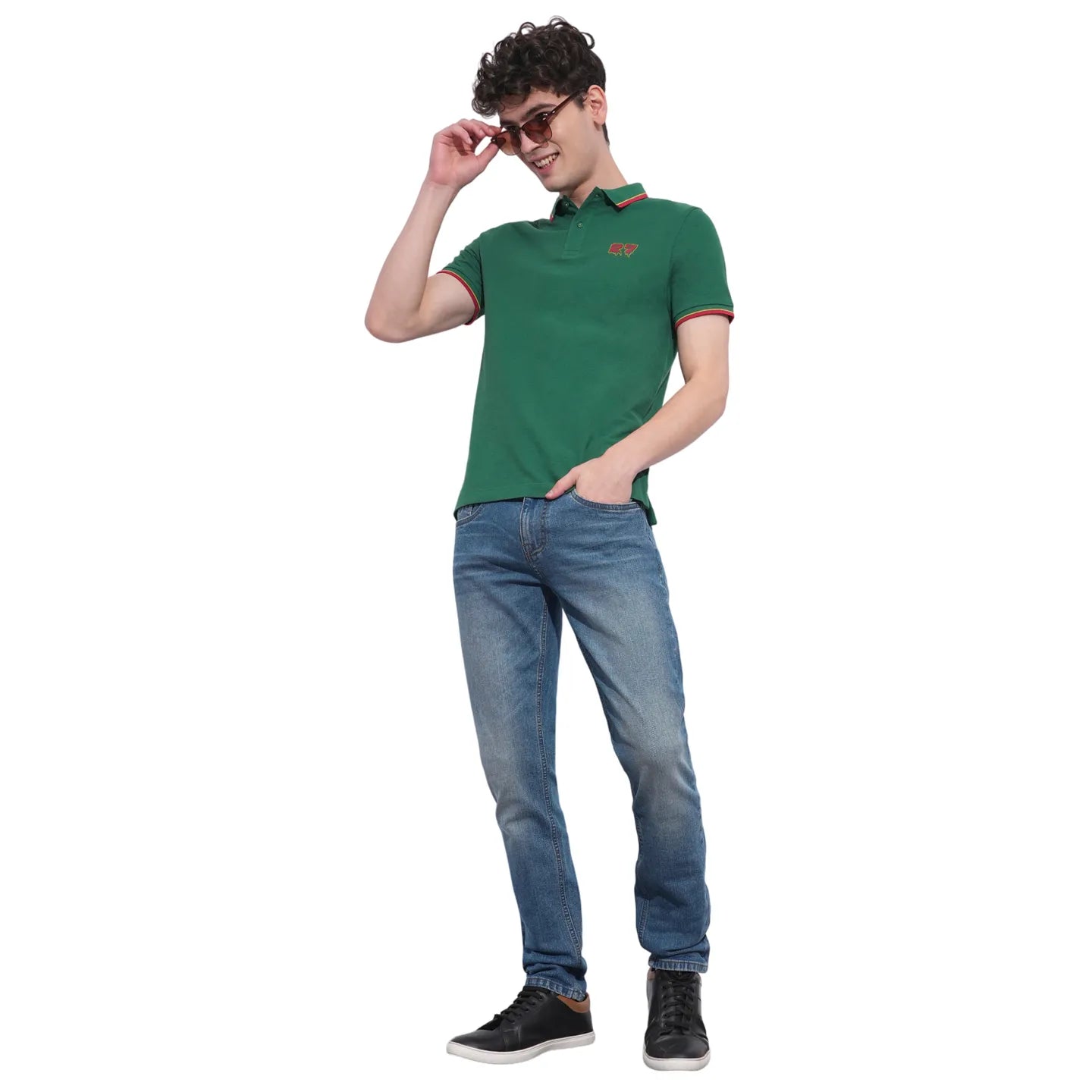 Green Regular Fit Men's Polo T-Shirt by Being Human Clothing
