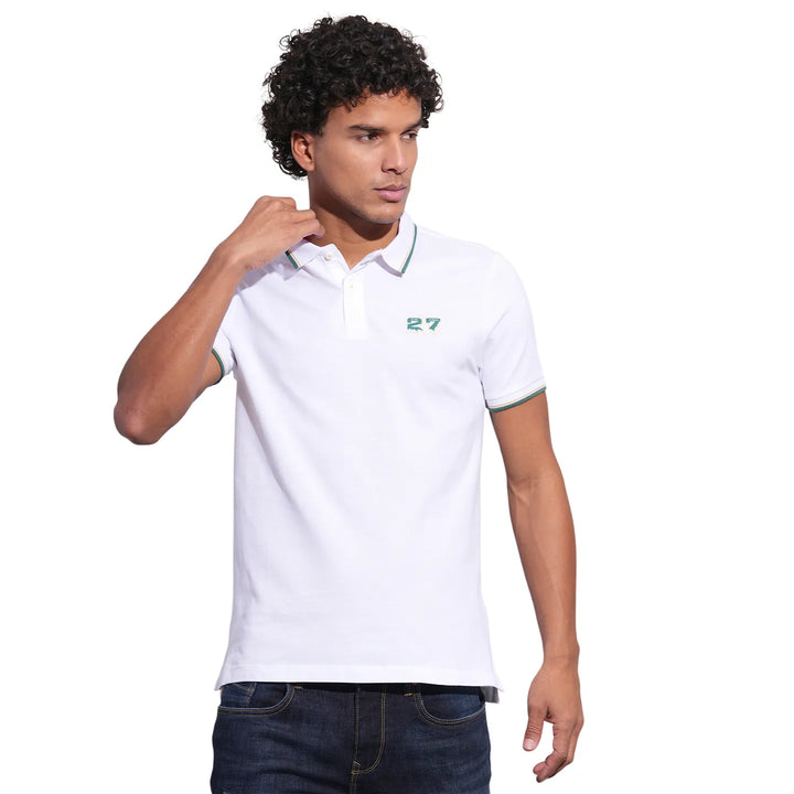 White Regular Fit Men's Polo T-Shirt