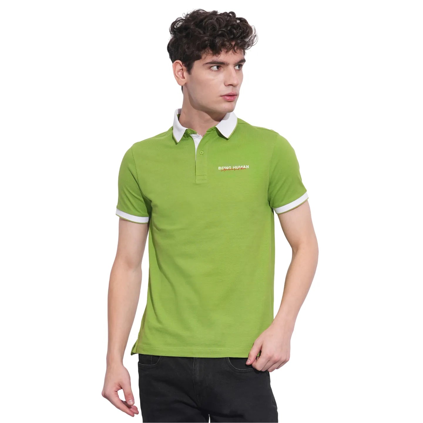 Being Human Clothing Mens-Top Polo Neck Green